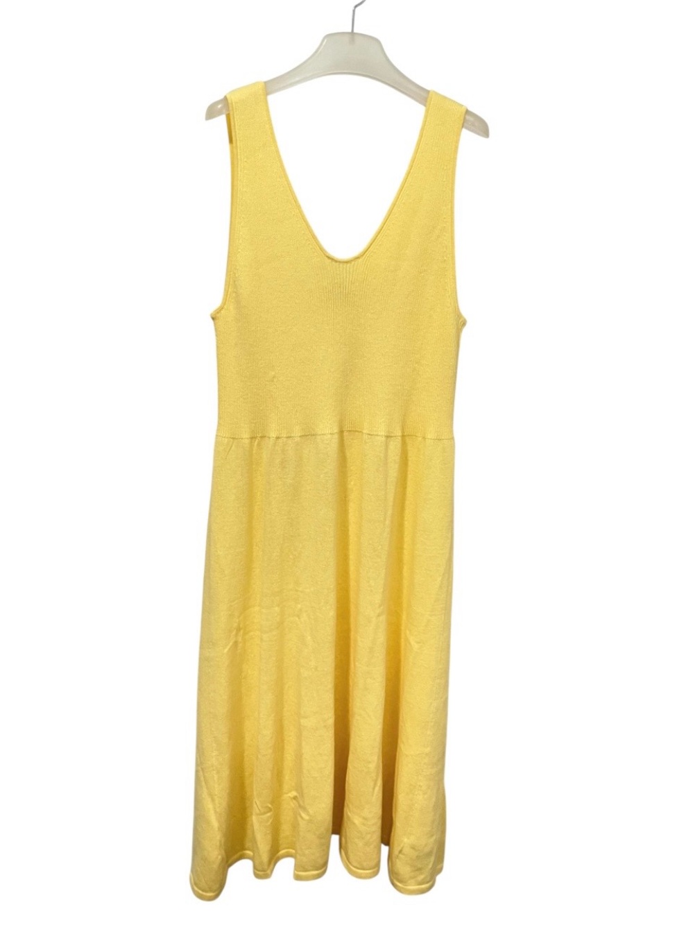 NWT GAP Linen Blend Knit Yellow Sleeveless Scoop-Neck Back Casual Dress